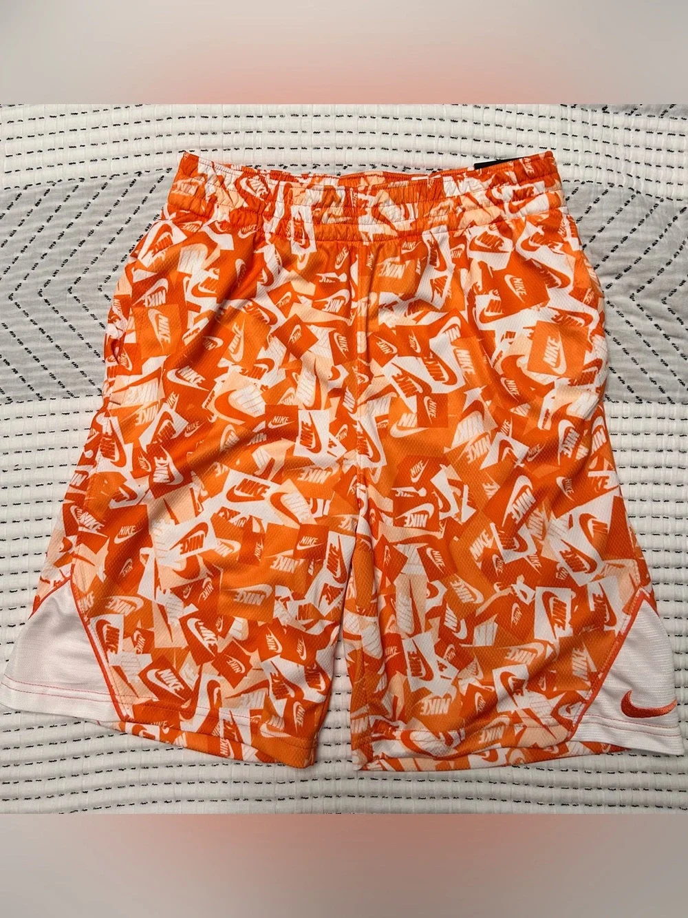 Nike Orange White Graphic YouthAthletic Shorts